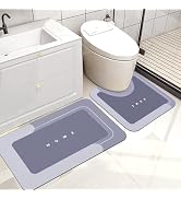 2PCS Absorbent Bath Mat Magic Rug Sets, Quick Drying Bath Mat Non-Slip Floor Rug Rubber Backed fo...