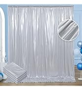 20ftx10ft Silver Sequin Backdrop Curtain for Parties, Wrinkle Free 4 Panels 5x10FT Glitter Photo ...