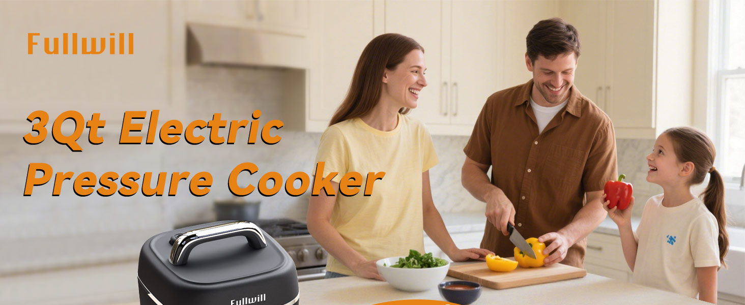 Fullwill 3qt electric pressure cooker for delicious and instant meals