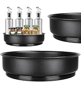 RHBLME 2 Pack Lazy Susan Turntable Organizer, 10 Inch Black Non Skid Spinning Spice Rack, Stainle...