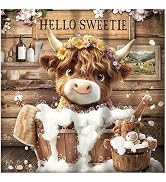 DIADAY Highland Cow Diamond Painting Kit for Adults, Diamond Art 12x12 Inch | 5D Full Drill Diamo...