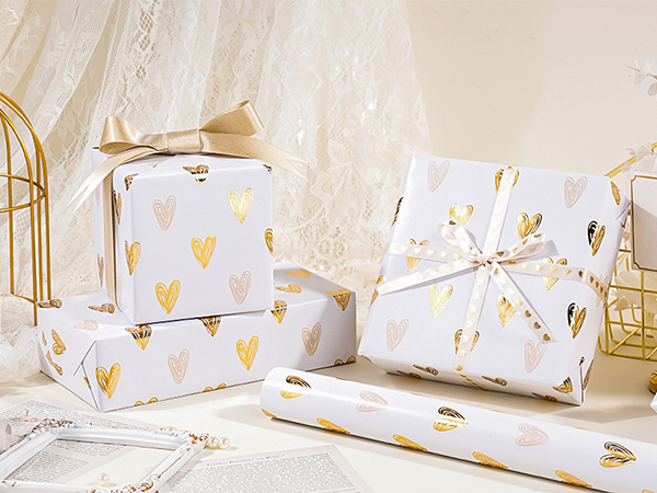 WRAPAHOLIC Foil Hearts Wrapping Paper