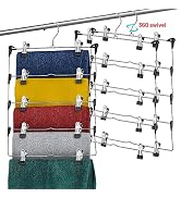 5-Tier Skirt Hangers with Clips (3 PK) Pant Hangers Space Saving Multiple Hangers in one Clothes ...