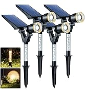 DenicMic Solar Spot Lights Outdoor Waterproof 3000K Warm White Lens LED Adjustable Angle Solar Li...