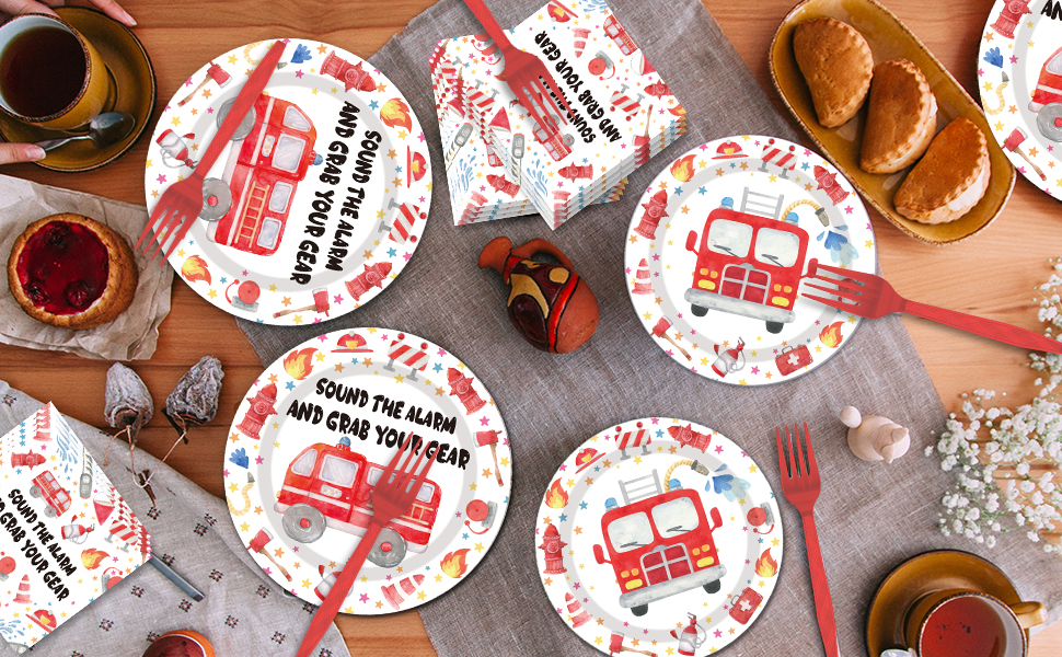 EUOYUFO Firetruck Birthday Party Decorations