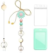 Colorful ID Badge Holder with Silicone Beads Lanyard Set,Cute Teacher Breakaway Lanyard for Keys ...