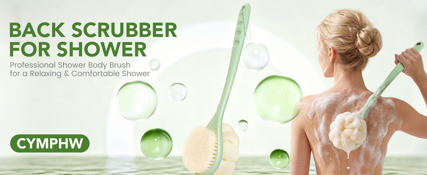 bath brush back scrubber for shower back washer for shower exfoliating men women loofah dry wet