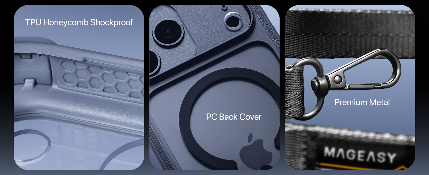 rugged protective iphone 17 pro case with crossbody lanyard compatible with magsafe