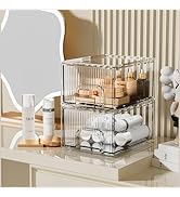 ZHIAI Makeup Organizer, Stackable Bathroom Organizers and Storage, Clear Cosmetic Storage Box For...