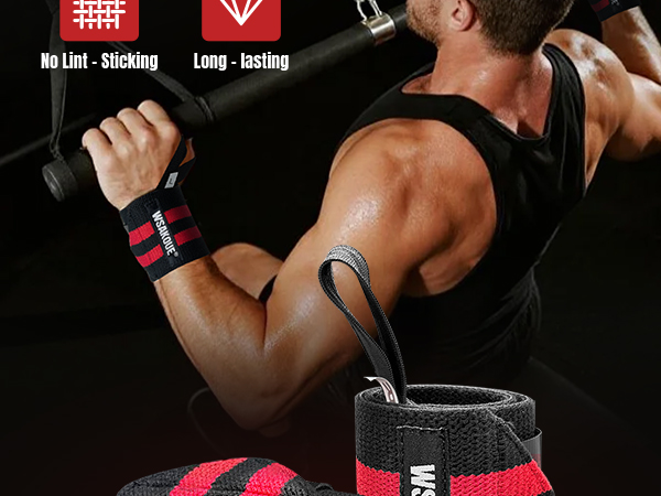 WSAKOUE Weightlifting Wrist Wraps - 18" Professional Wrist Support with Heavy-Duty Thumb Loop 4
