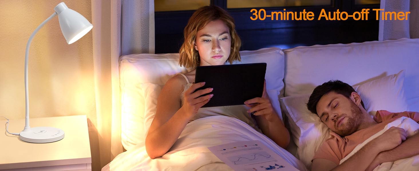 Desk Lamp for Home Office LED Desk Light USB Charging Ports Bedside Table Lamp for Dorm Room
