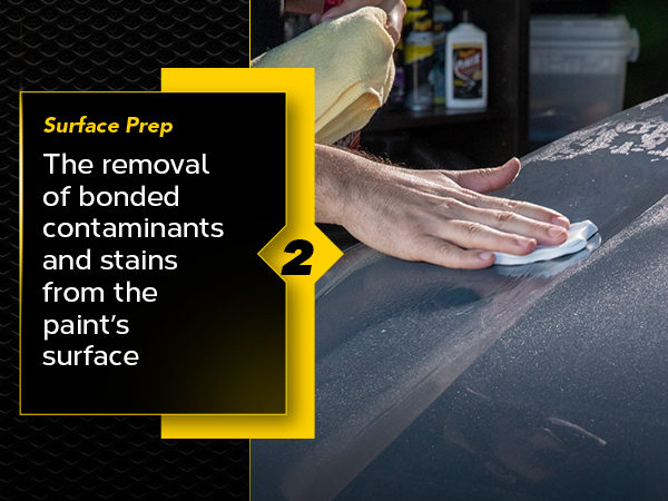 step 2 surface prep. The removal of bonded contaminants and swirls from the paint's surface