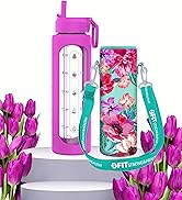 32 oz Glass Water Bottle with Time Marker motivational water bottle glass water bottle with straw