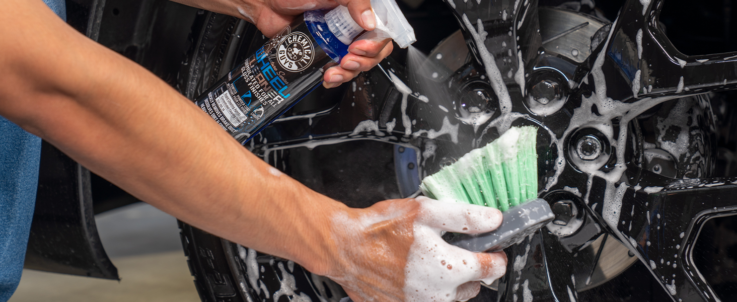 Spray on, scrub off automotive detailing supplies