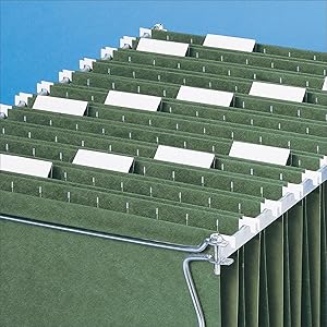 smead hanging file folders,1/5 cut tabs,drawer filing closeup,office setting,organized files