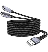 KAYQINHO USB Y Splitter, 3.3FT USB Splitter 1 in 2 Out, A Male to 2 Female Extension Cable Suppor...
