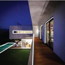 Exterior home with LED COB strip lights.