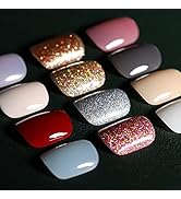 Teenitor Short Press On Nails,Press On Manicure, Glossy Square Press on False Nails, Natural Fake...