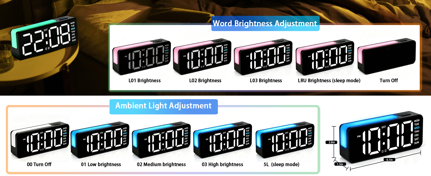 Small Digital Alarm Clock with DST
