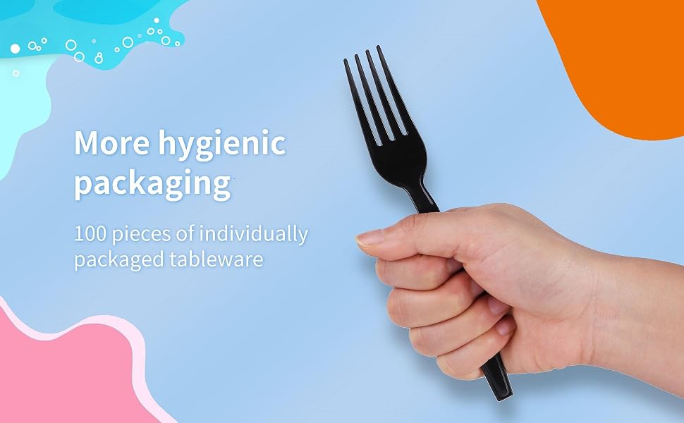 Disposable black fork more hygienic packaging 100 pieces of individually packaged tableware