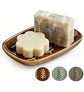 Miamolo Soap Dish for Shower, Ceramic Soap Holder Soap Dishes for Large Bar Soap Sponge, Decorati...