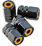 4Pcs Black Sunflower Tire Valve Stem Caps Cover,Metal Air Valve Cap, Aluminum Car Wheel Stem Caps...