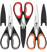 iBayam 3-Pack 8.5"Kitchen Scissors All Purpose Heavy Duty with Protective Sheath, Soft Grip Comfo...