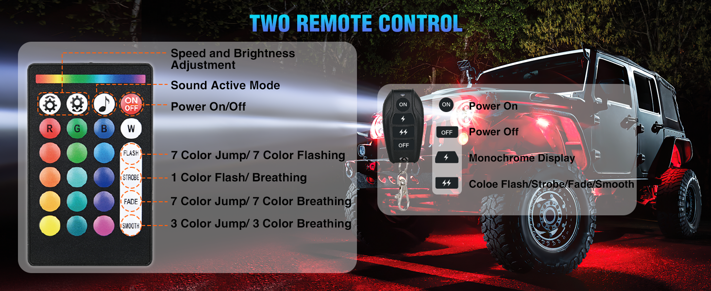 6pcs wide angle RGB led rock light remote Bluetooth app dual control
