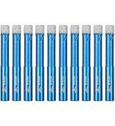 Dry Diamond Drill Bit Set,BRSCHNITT 10pcs/pack 8mm Diamond Hole Saw Core Drill Bit with Round Sha...