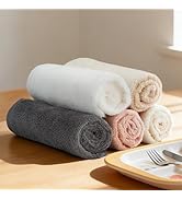 Vie Triomphe Face Cloths Set of 5 Cloud Soft Zero Twist Cotton 12x12 Inch Beige Ivory Pink White ...