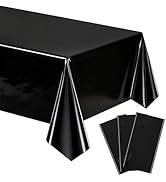 mwellewm 3Pcs Black Tablecloth 54 * 72 inch Plastic Shiny Disco Table Cloth Disposable Foil Table...