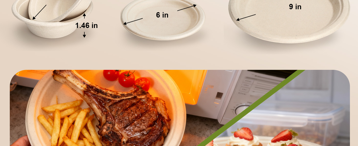 Biodegradable Sugarcane Fiber Bowl for Hot Soup, Salad, Snacks, and Party Use