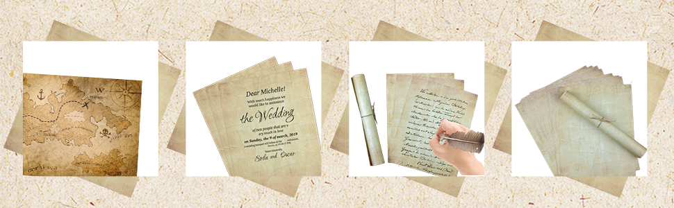 70PCS vintage paper parchment decorative printer paper letter resume art