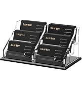 SANRUI Black Business Card Holder for Desk 6 Slot , Clear Acrylic Horizontal Name Card Stand for ...