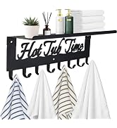 Towel Rack for Hot Tub with Shelf Bathroom Towel Holder 8 Hooks Towel Hanger Wall Mounted for Rob...