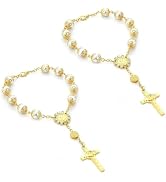 WZP 2PCS Car Rosary for Rearview Mirrors, Mini Steering Wheel Rosarys, Cross Rear View Mirror Acc...