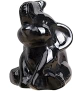 Hguxmcu Hand Carved Obsidian Gemstone Elephant Figurine Feng Shui Gift for Love Harmony Desk Acce...