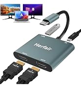 Herfair HDMI Splitter for Dual Monitors Extended Display 1 in 2 Out 4K USB C to 2 HDMI Adapter Ex...