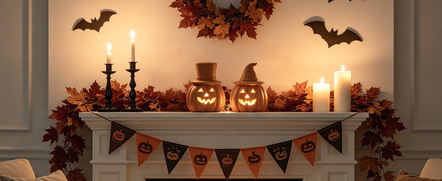 WDS WONDROUS Halloween Pumpkin Lights mantle decor
