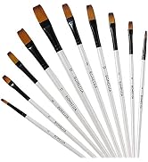 GETHPEN Art Paint Brushes Set, 12 PCS Nylon Professional Flat Paint Brushes for Watercolor, Oil P...