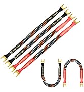 UCINNOVATE 4 x HiFi OFC Speaker Jumper Cable with Spade, 21cm Speaker Cable Bridge Bi-Wire Speake...