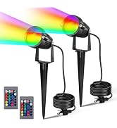 LemonBest Landscape Lighting - 6W RGB Color Changing Halloween Landscape Lights 120V Christmas Ou...