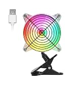 4.72in RGB USB Clip on Fan with Sturdy Clamp 5V Small Cooling Clip Fan for Car Office Desktop
