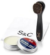 Mink Oil for Leather Boots, 3.5 oz. with Horsehair Shoe Polish Applicator & Cloth - Leather Condi...