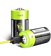HITRENDS Lithium C Batteries, 1.5V / 3000mAh, Micro USB Rechargeable C Cell, Durable & Lasting Pe...