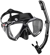 Snorkel Set Adult Snorkeling Gear Anti-Fog Panoramic Scuba Diving Mask and Dry Snorkel Tempered G...