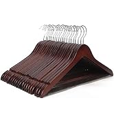 JS HANGER Multifunctional High Grade Solid Wooden Suit Hangers, Coat Hangers, Walnut Finish, 20-Pack