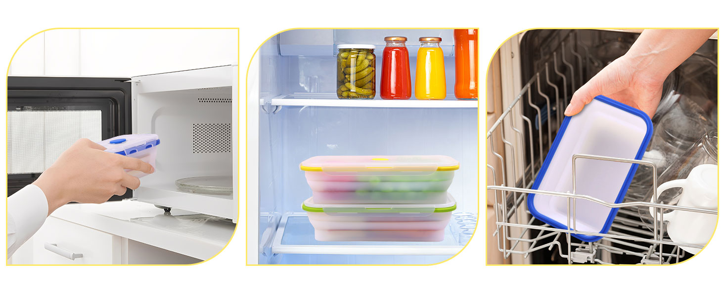 Translucent Collapsible Silicone Food Storage Containers with Lids