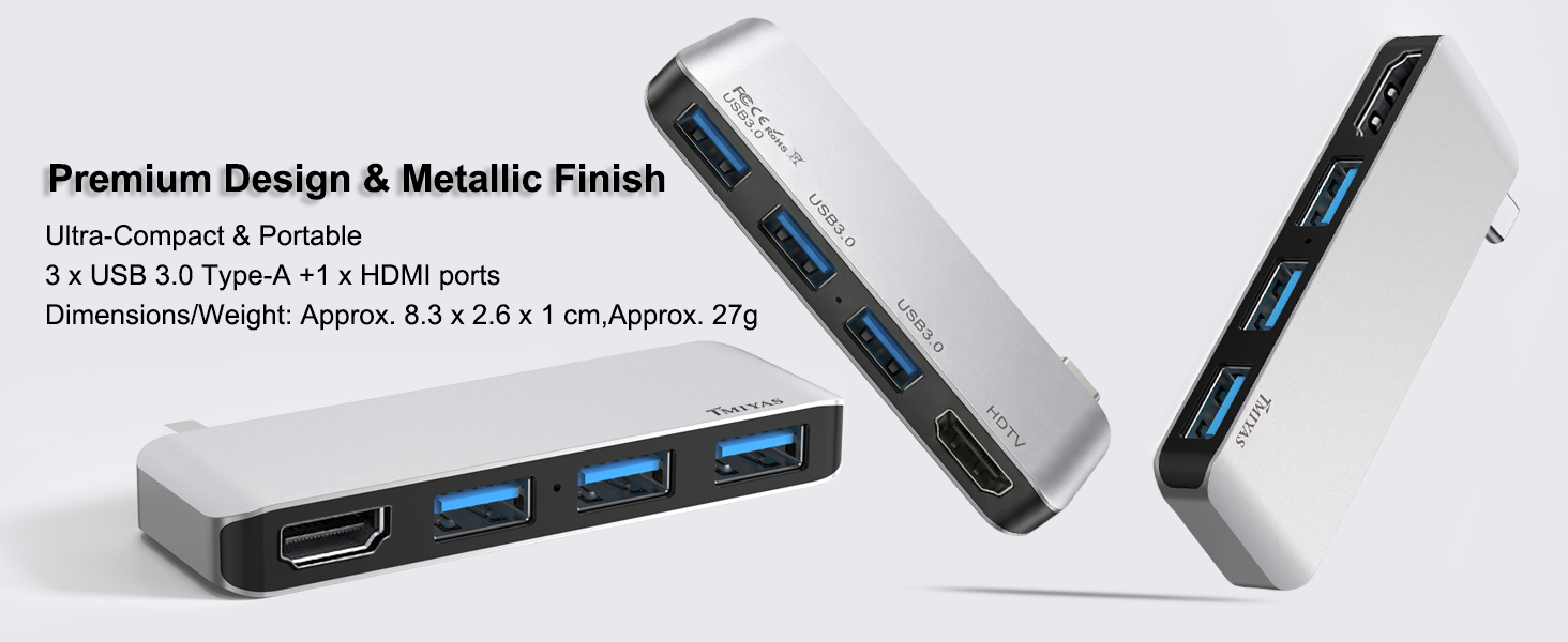 With its slim, lightweigh, this hub is built for mobility, easily slipping into any bag.