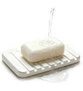 YIUMAF Self Draining Diatomite Stone Soap Dish, Waterfall Drainer Water Absorbing Soap Holder for...